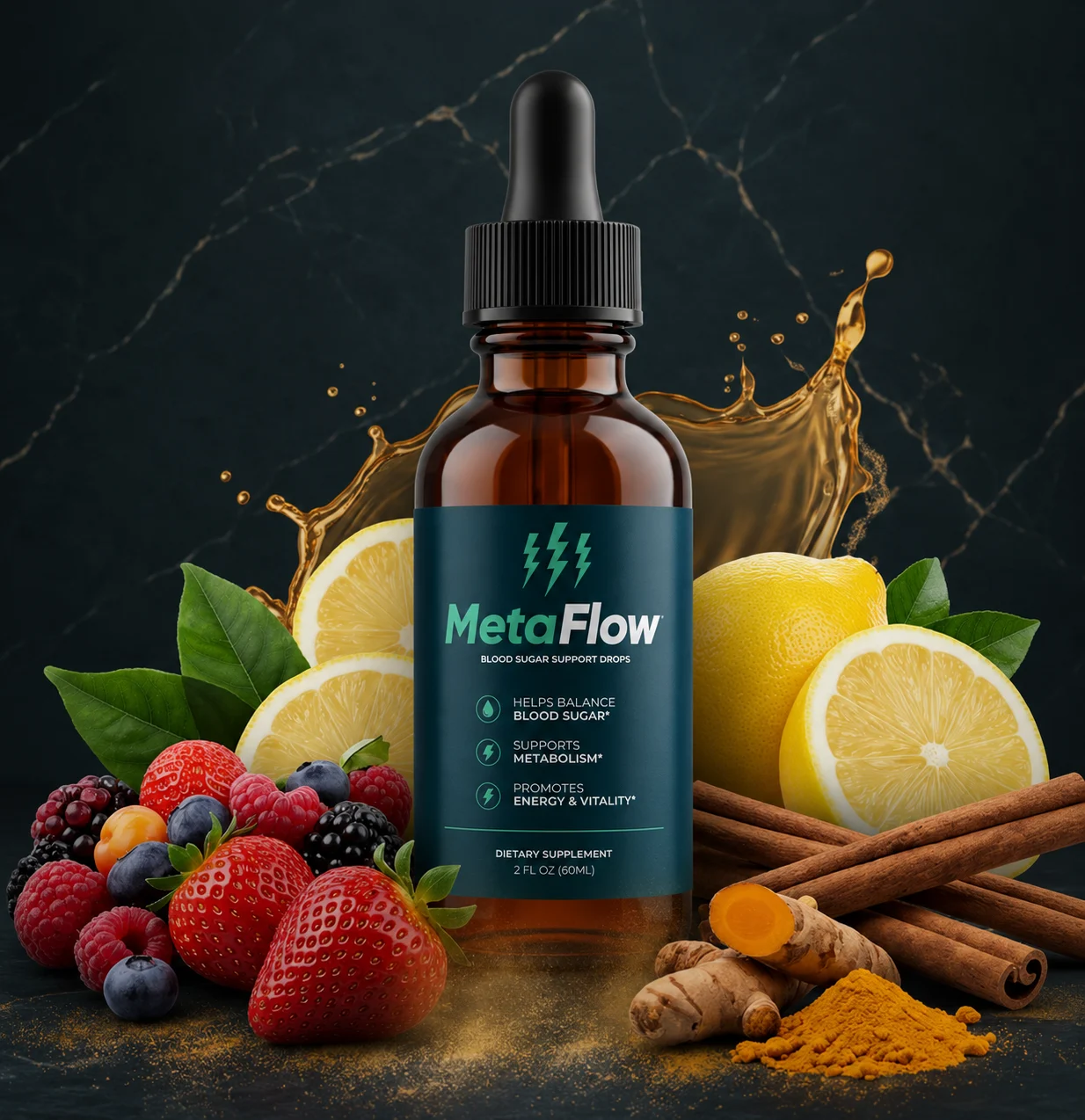 MetaFlow Blood Sugar Support Drops Bottle